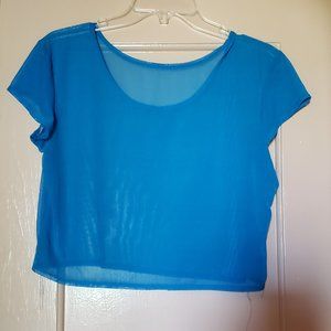 Blue and Black Sheer Crop Top